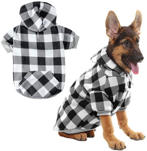 Plaid Dog Hoodie Pet Clothes Sweaters with Hat Fits For All Breeds 5 Colors