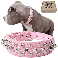Load image into Gallery viewer, Adjustable Leather Spiked Studded Dog Collars with a Squeak Ball
