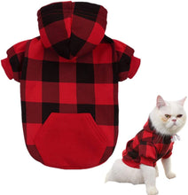 Load image into Gallery viewer, Plaid Dog Hoodie Pet Clothes Sweaters with Hat Fits For All Breeds 5 Colors
