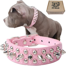 Load image into Gallery viewer, Adjustable Leather Spiked Studded Dog Collars with a Squeak Ball
